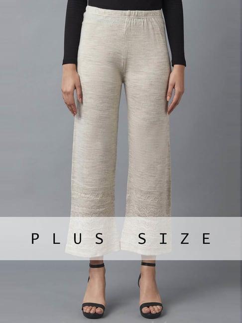 elleven beige plain palazzos