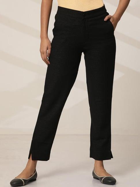 elleven from aurelia black textured pattern trousers