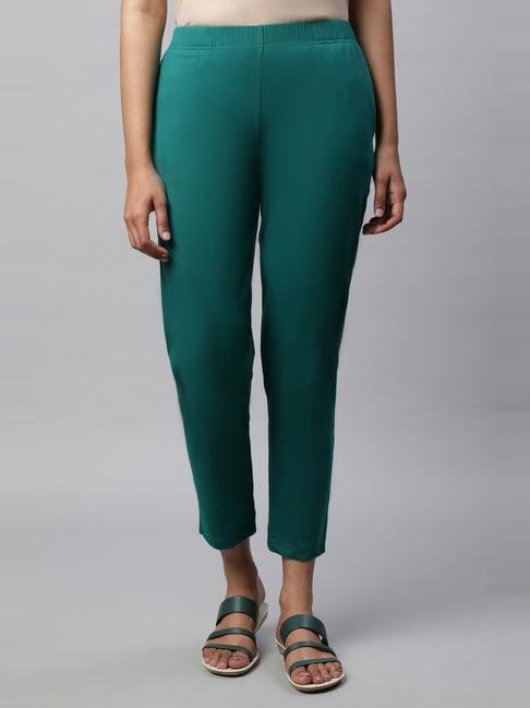 elleven from aurelia green cotton regular fit pants