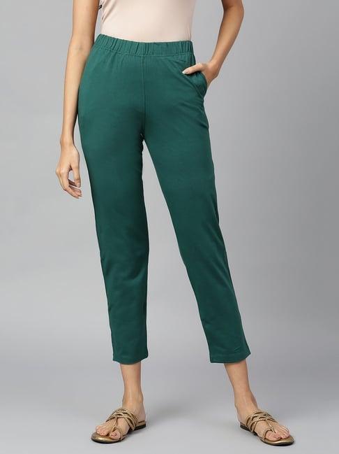 elleven from aurelia green cotton regular fit pants