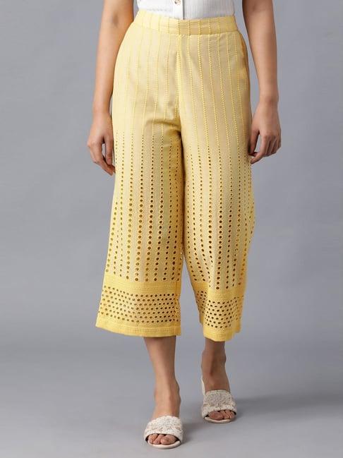 elleven from aurelia yellow regular fit culottes