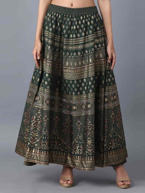 elleven green printed skirt