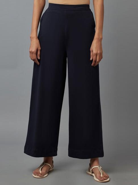 elleven navy plain palazzos