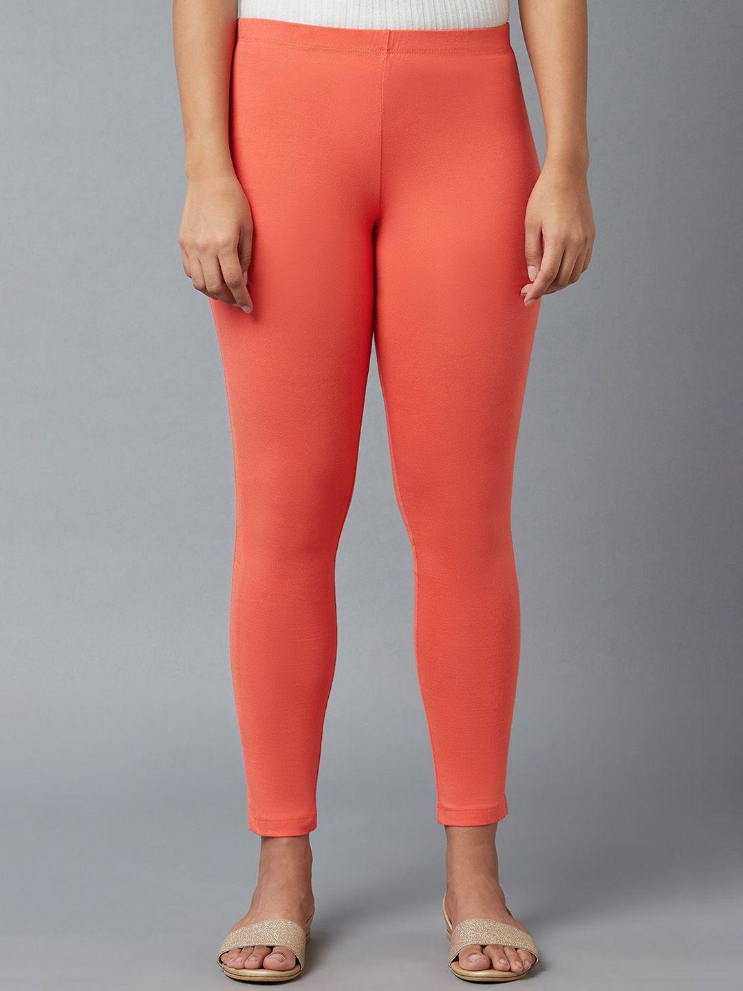 elleven women orange solid tights
