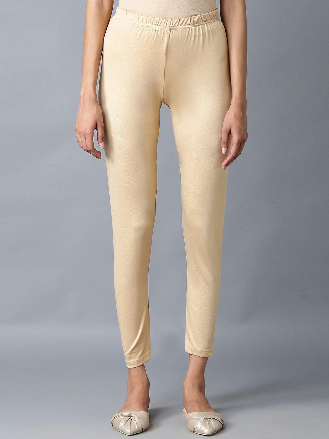 elleven women solid rose gold cropped leggings