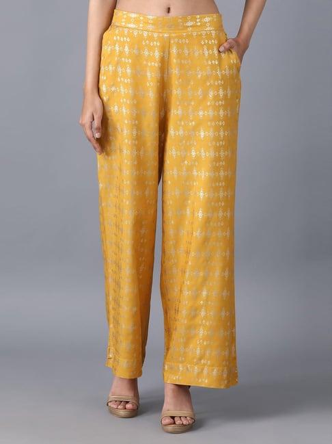 elleven yellow printed palazzos