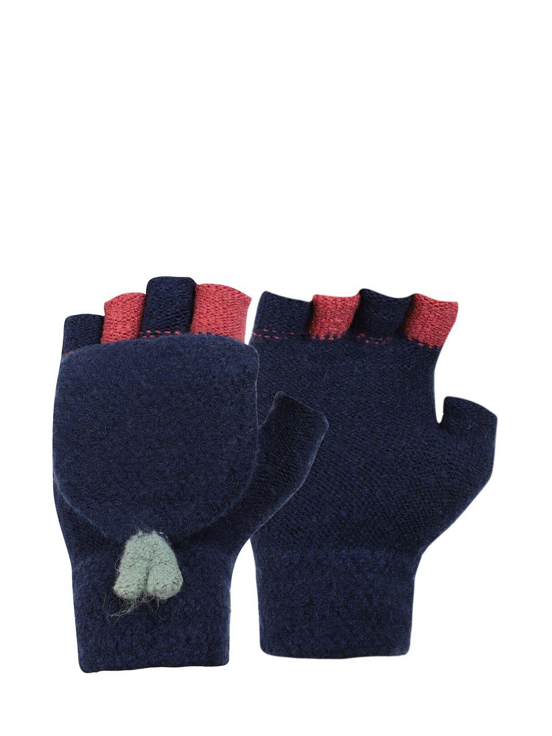 ellis blue & orange patterned 2 in 1 gloves