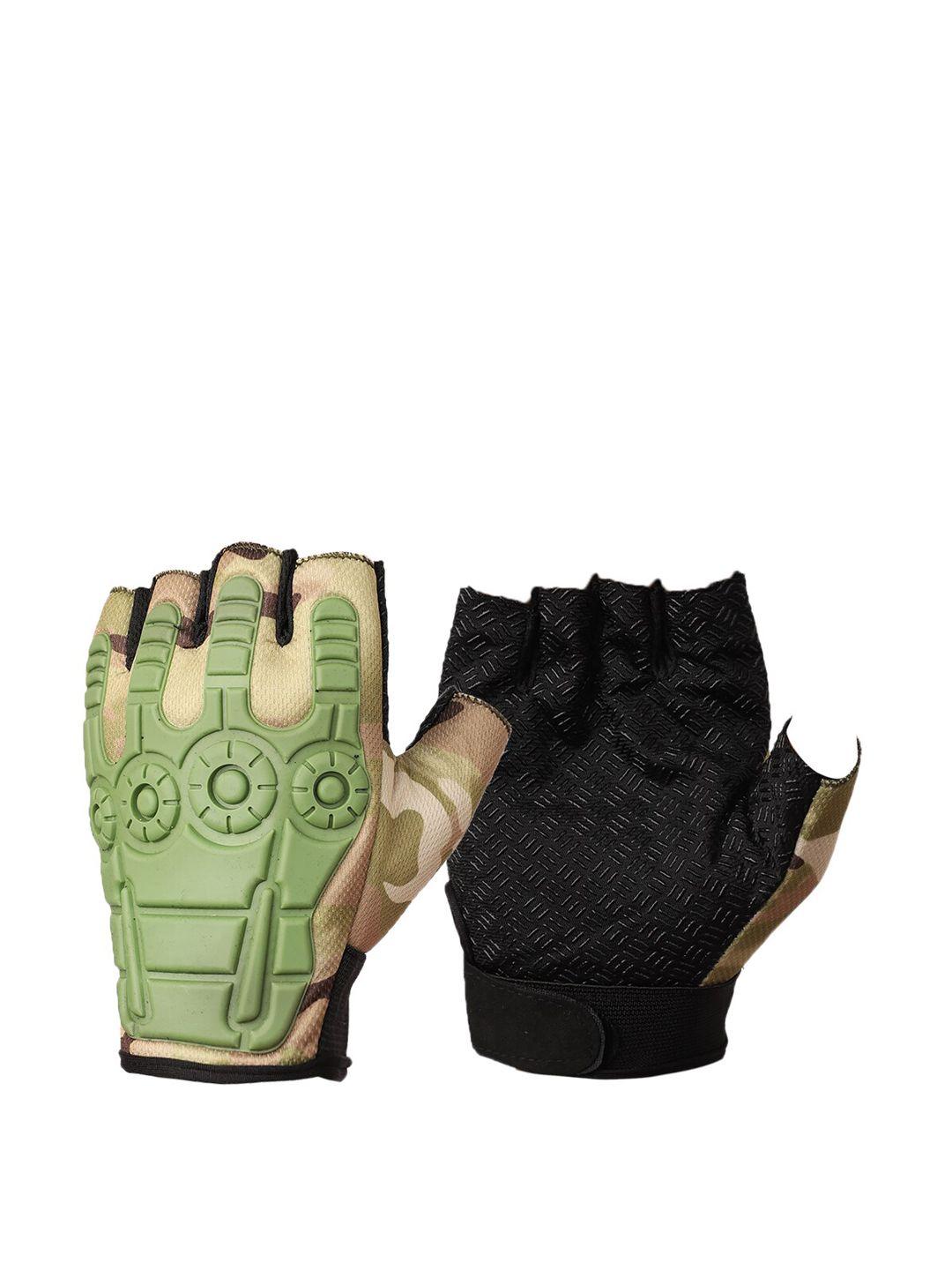 ellis green solid half-finger gloves