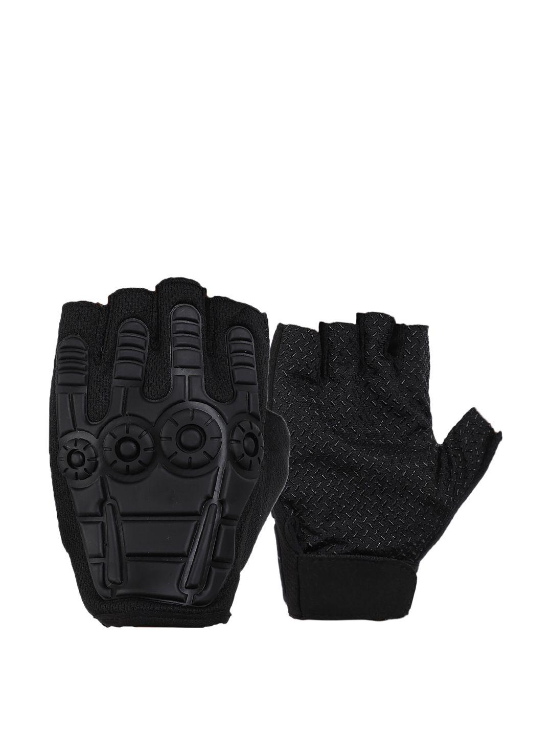 ellis black solid half-finger gloves