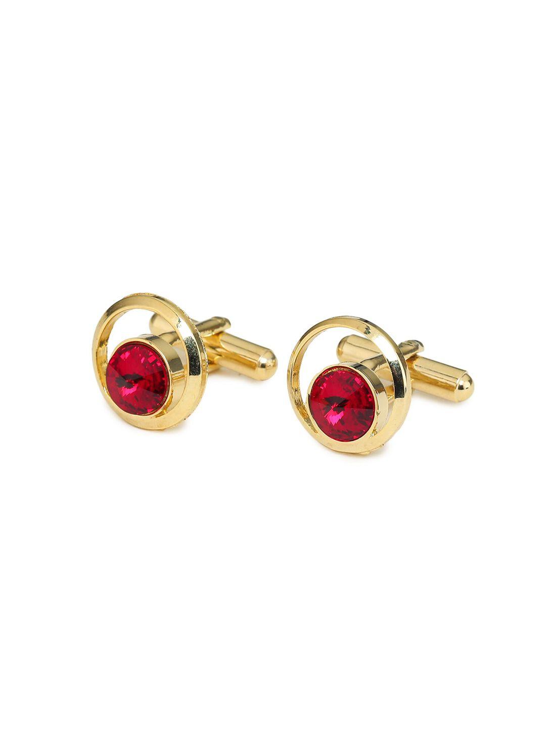 ellis gold plated red cufflink with tiepin set