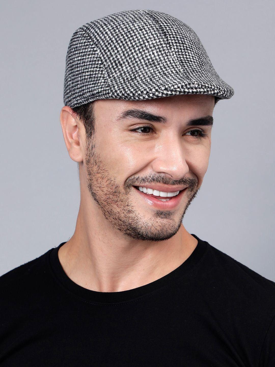 ellis men black & white ascot cap