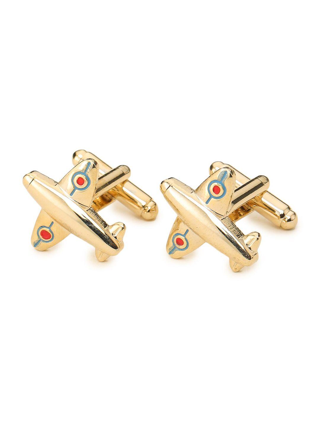 ellis men gold-toned & red airplane cufflink