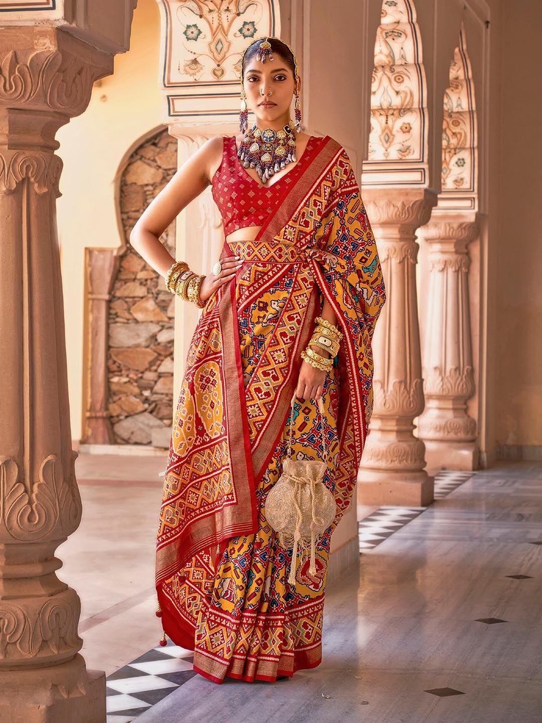 elora ethnic motif printed patola saree