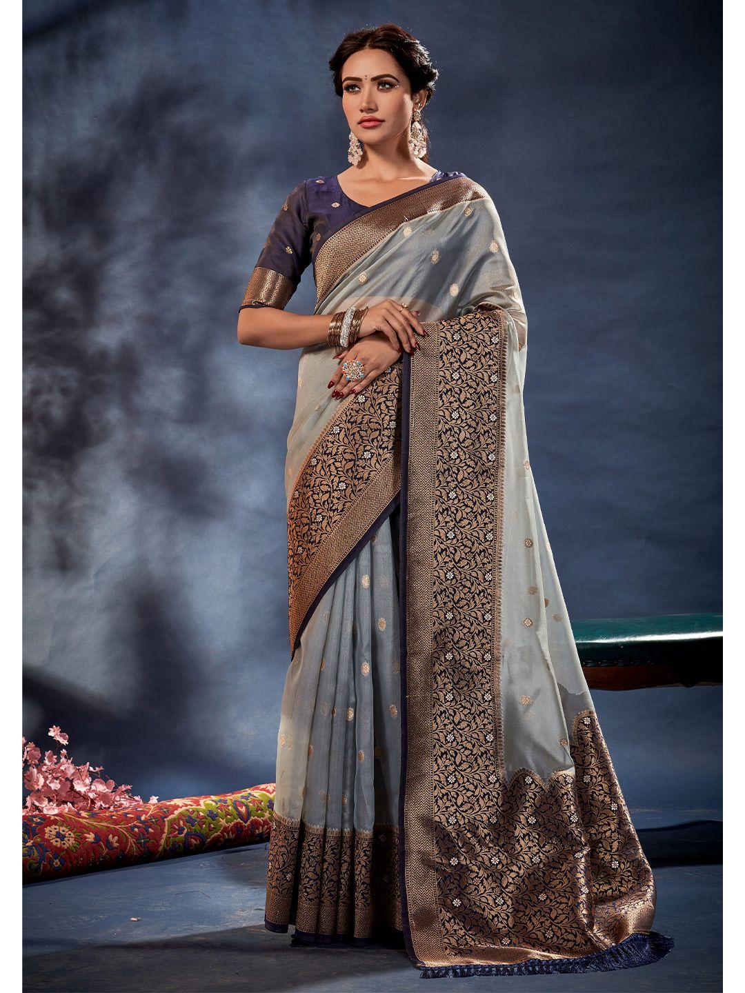 elora ethnic motifs woven design zari organza saree