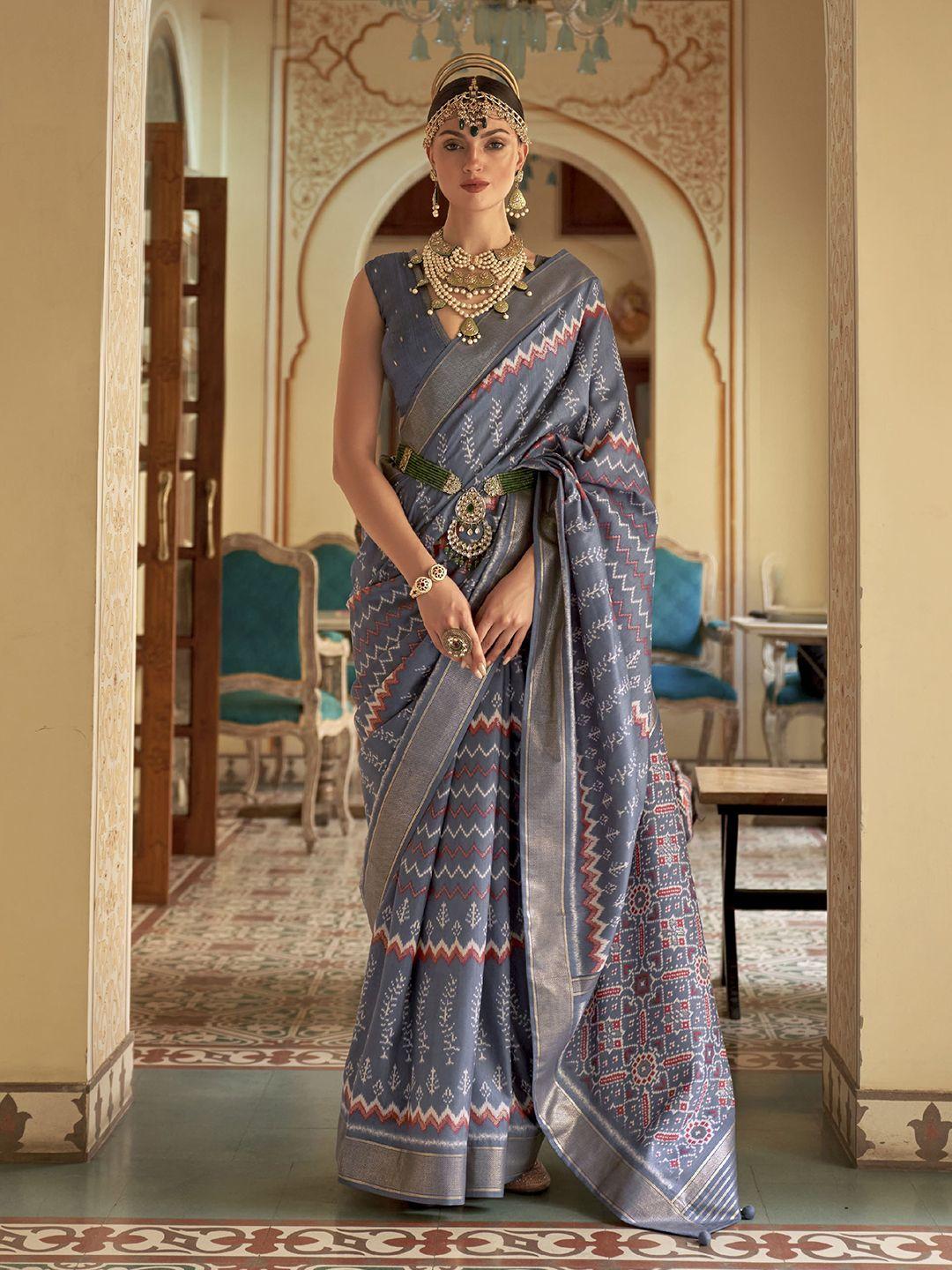 elora ethnic motifs zari silk blend patola saree