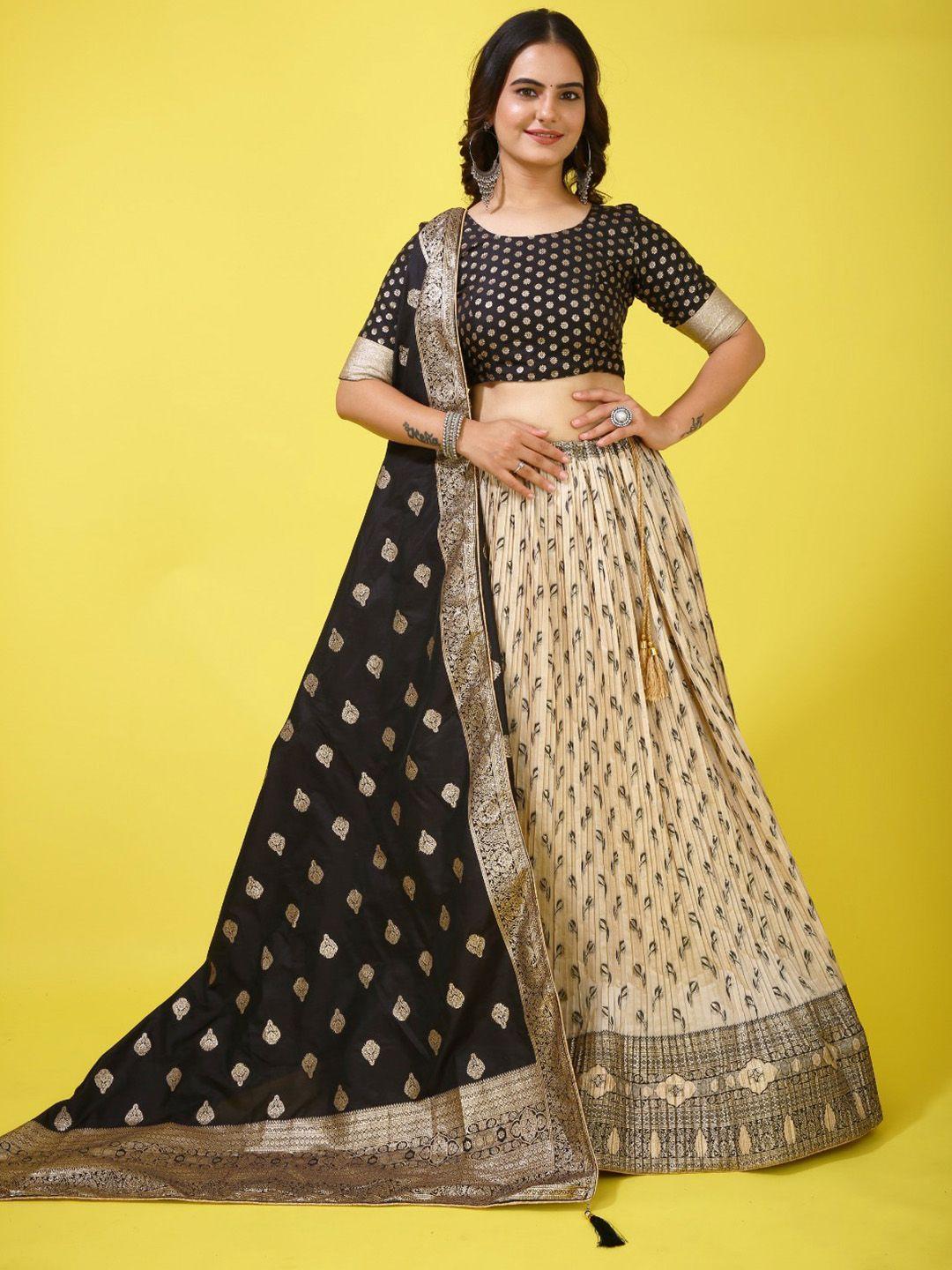 elora ethnic woven design silk semi-stitched lehenga & unstitched blouse with dupatta