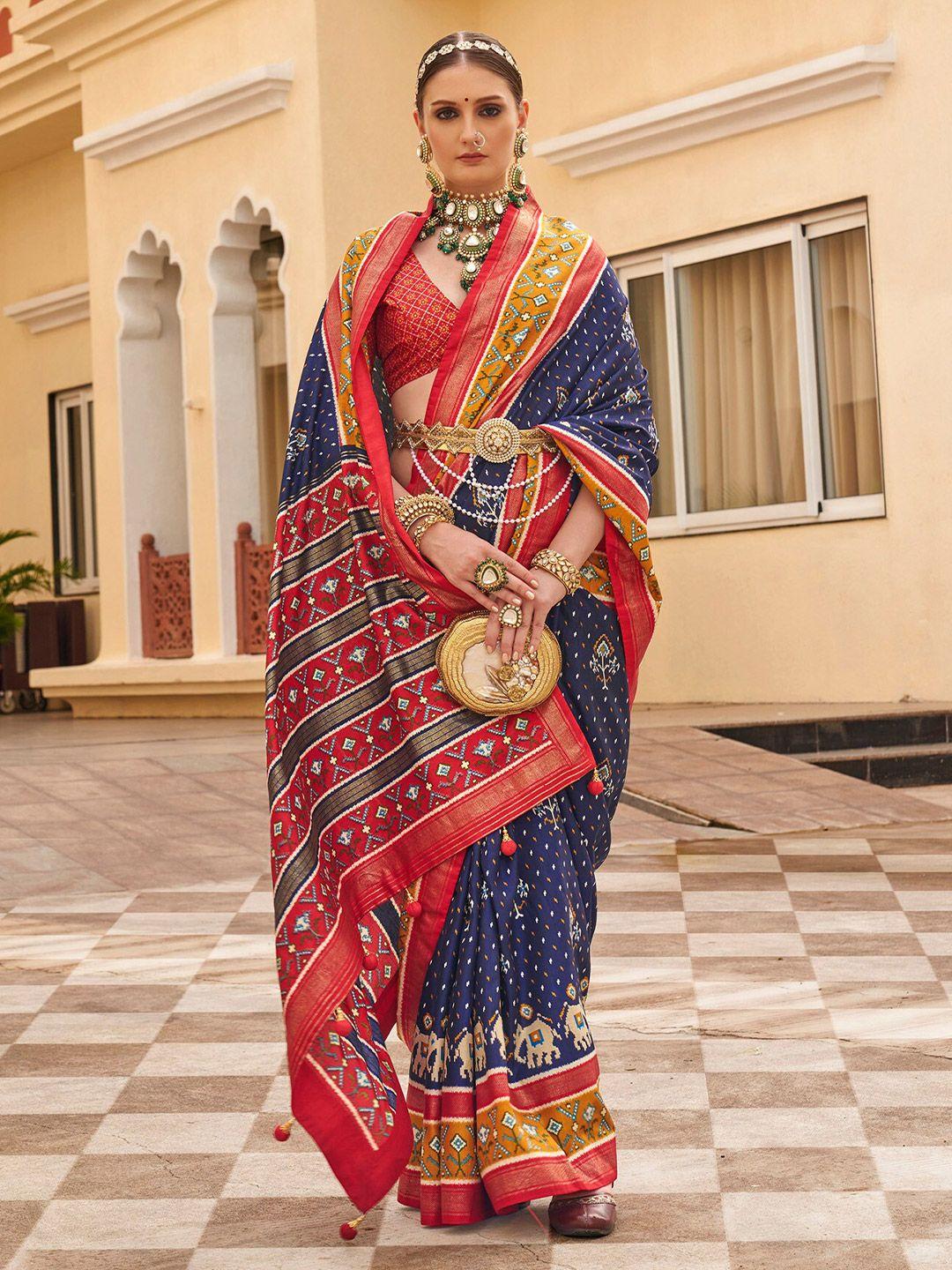 elora purple woven design silk blend designer patola saree