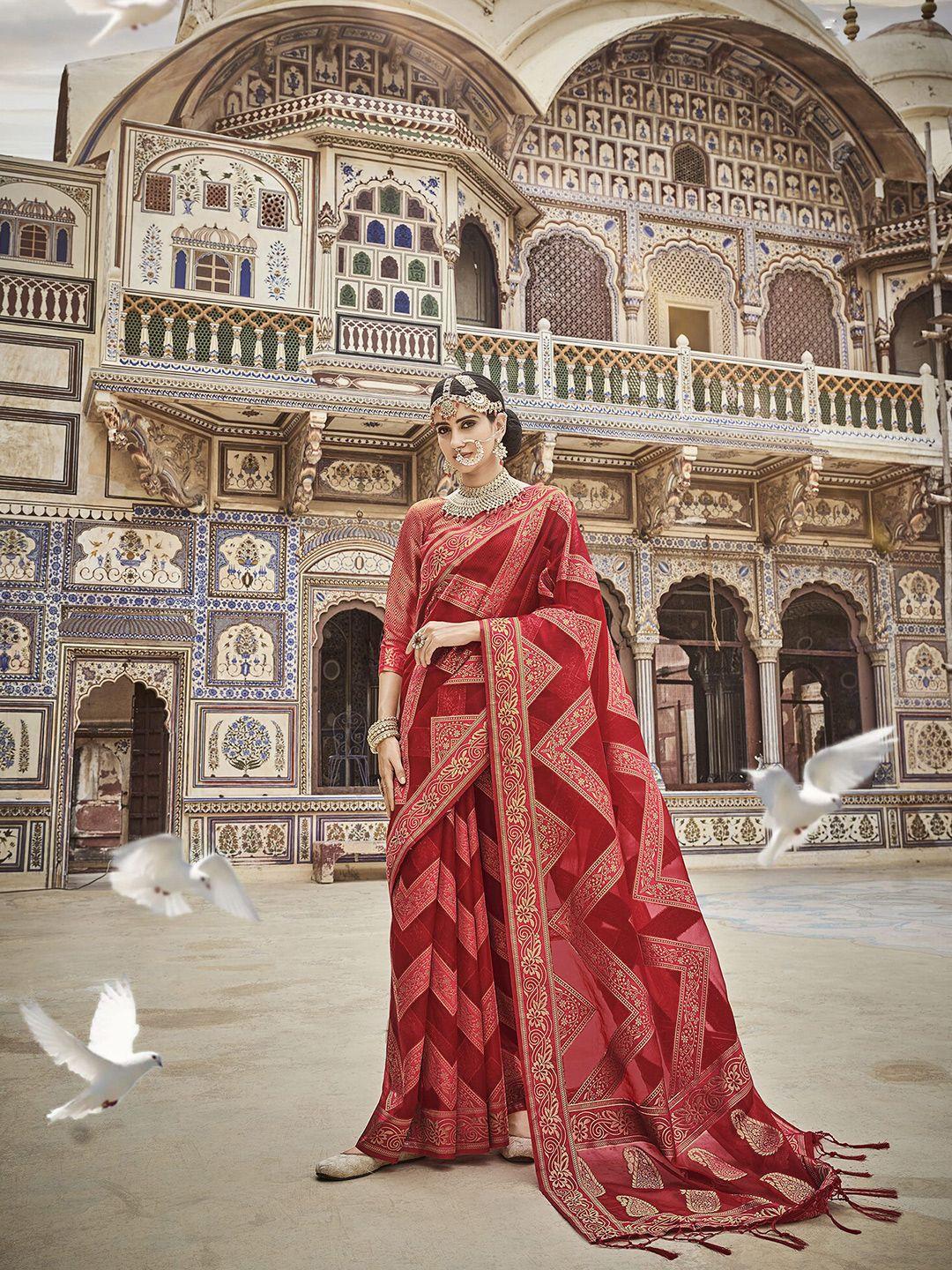 elora woven design ethnic motifs zari organza saree