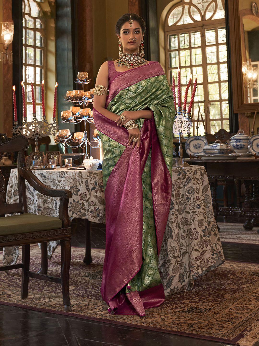 elora ethnic motif woven design zari pure silk kanjeevaram saree