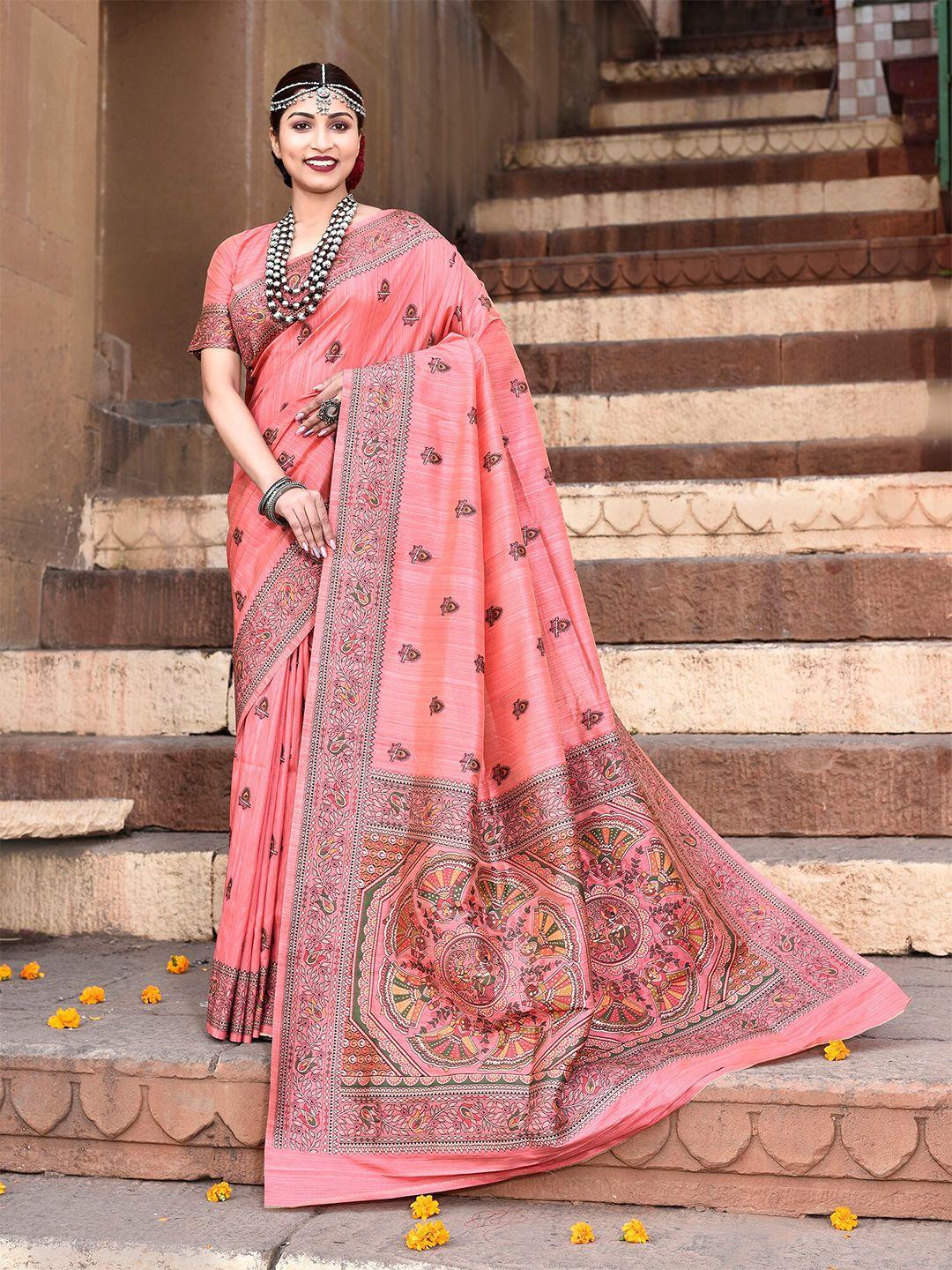 elora ethnic motifs silk blend tussar saree