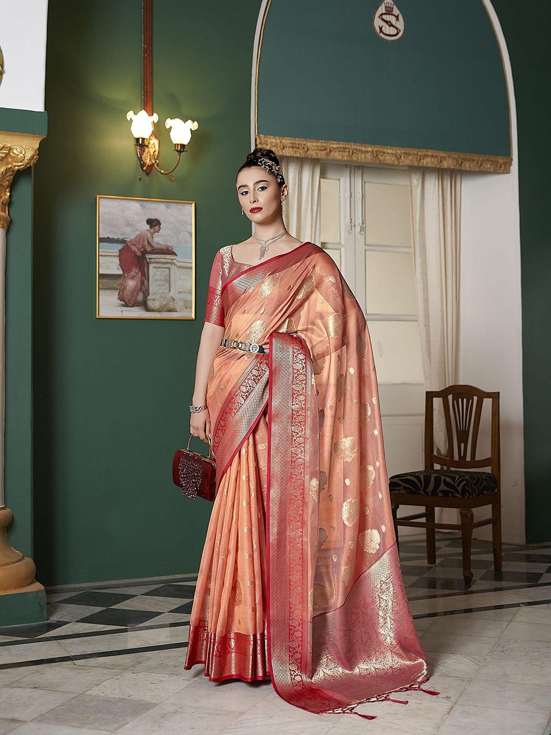 elora ethnic motifs woven design zari detail banarasi saree