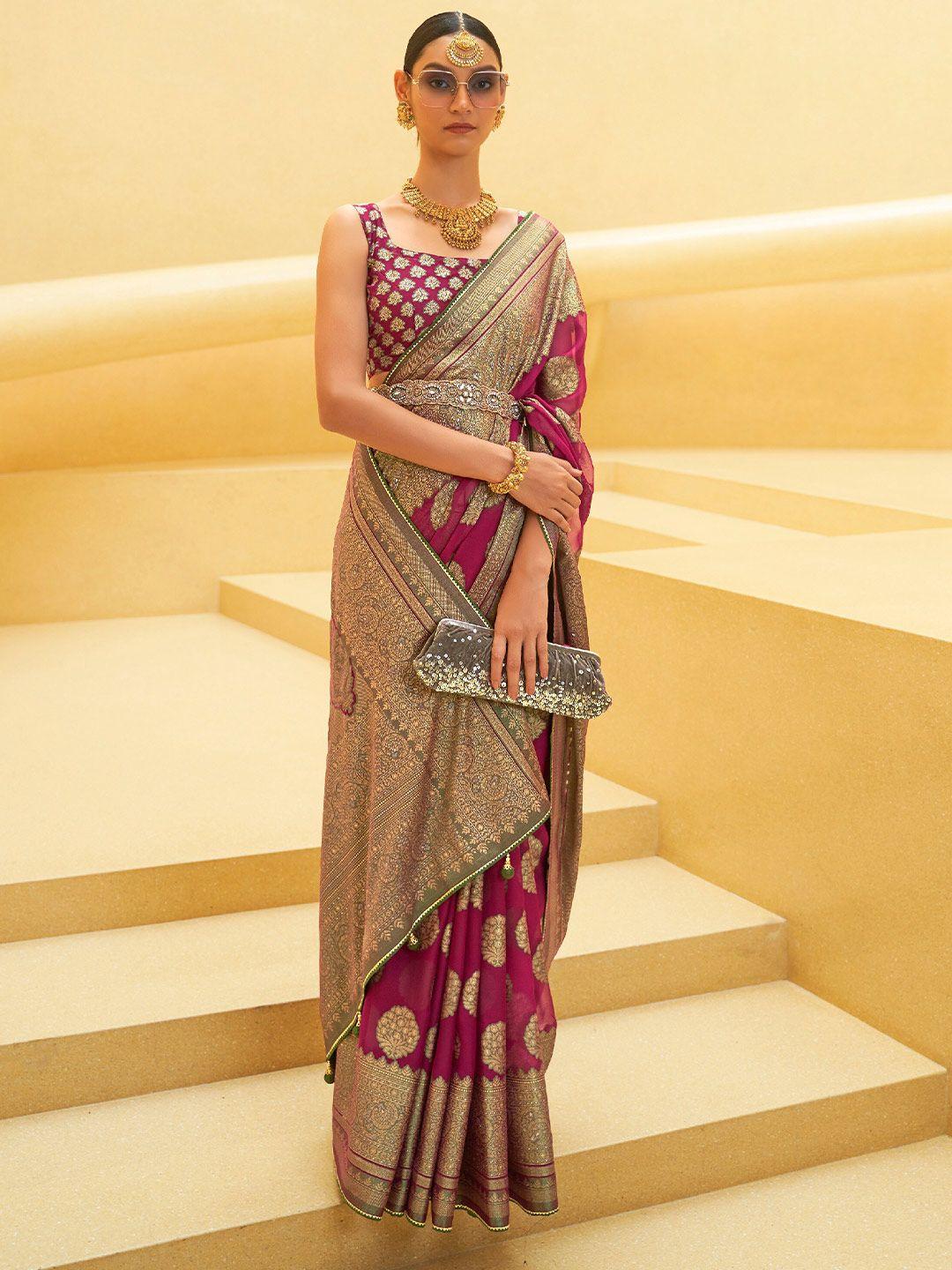 elora floral woven design zari pure silk bhagalpuri saree