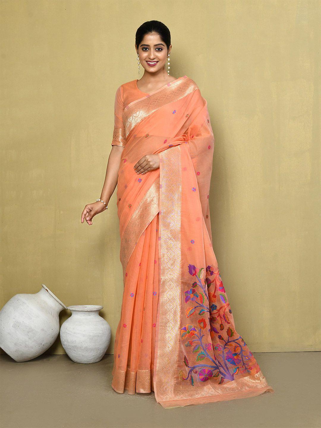 elora floral woven design zari saree