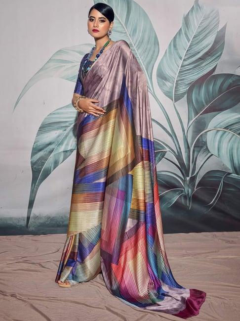 elora multicolored printed saree with unstitched blouse