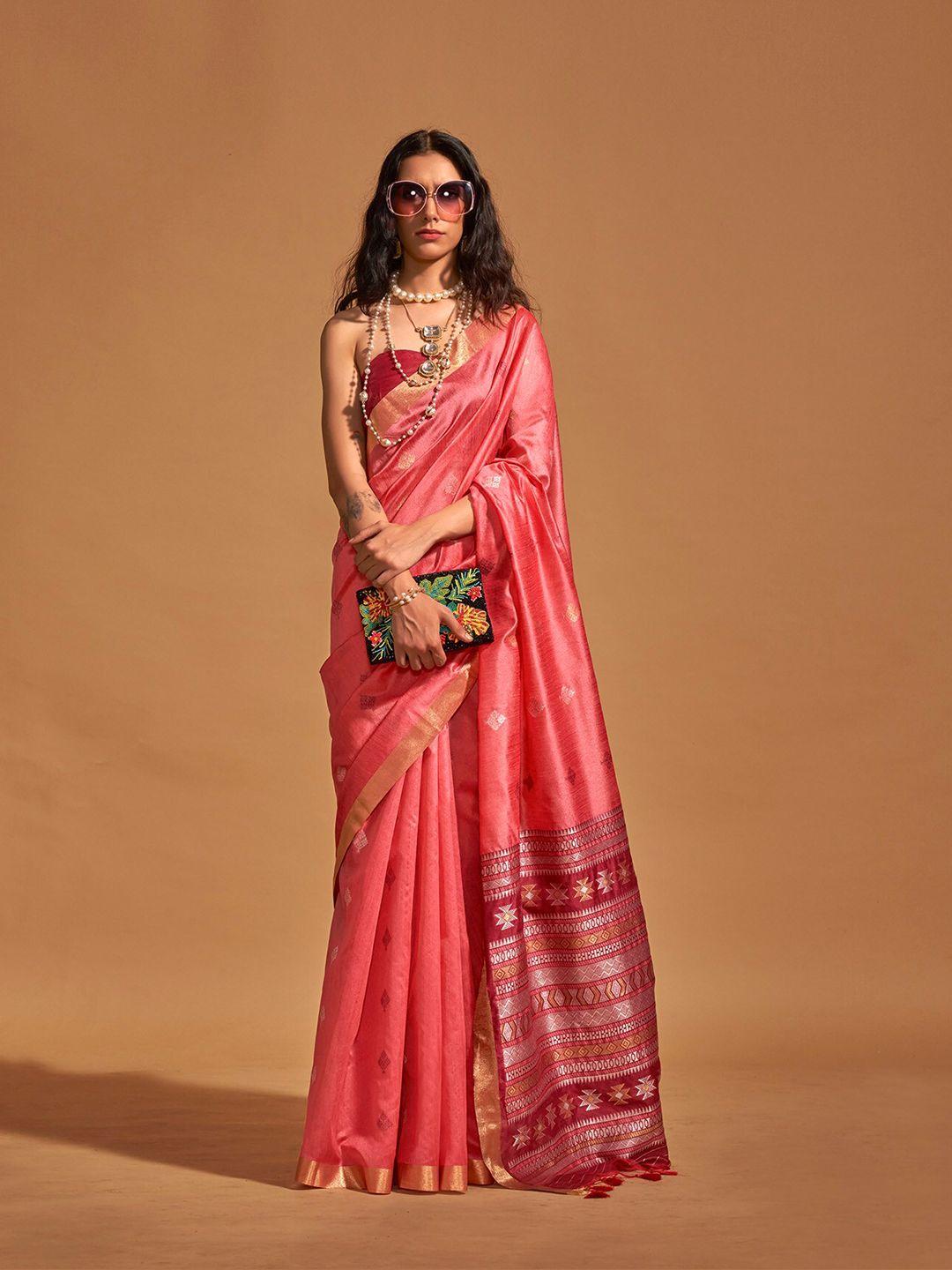 elora woven design silk blend saree