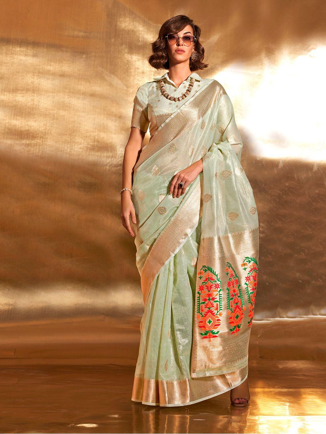 elora woven design zari tissue paithani saree