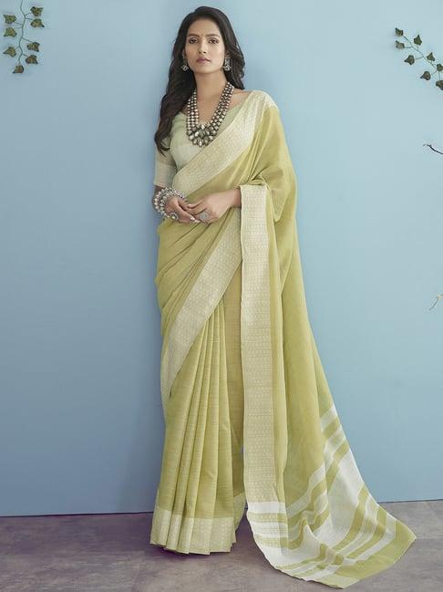 elora yellow silk woven saree with unstitched blouse