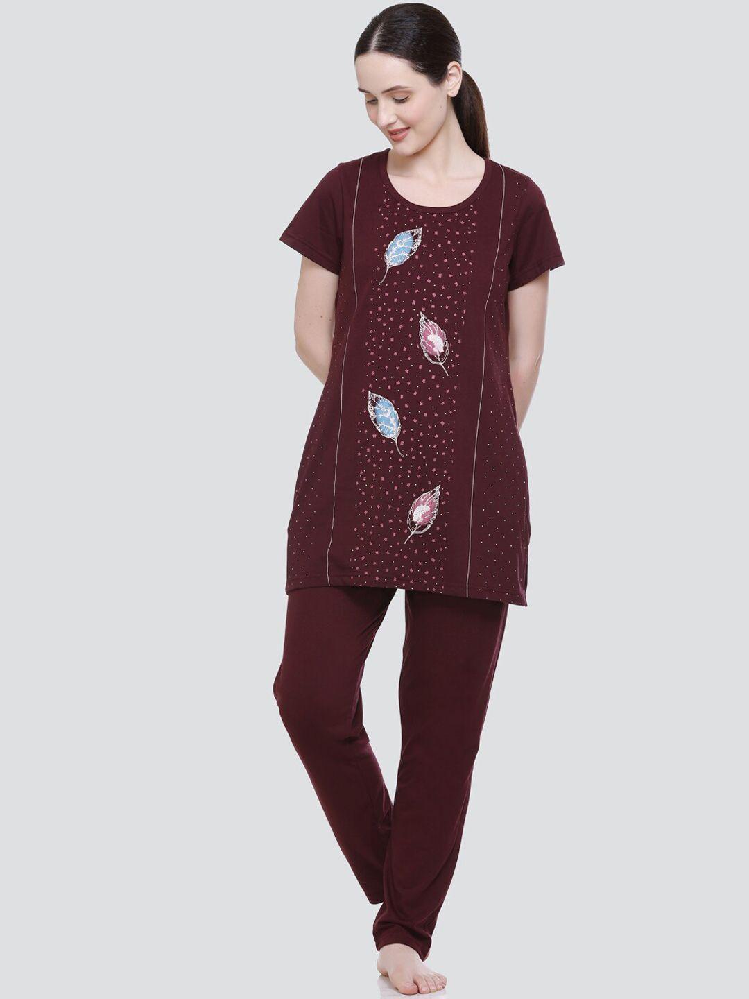 elpida conversational printed pure cotton t-shirt with pyjamas