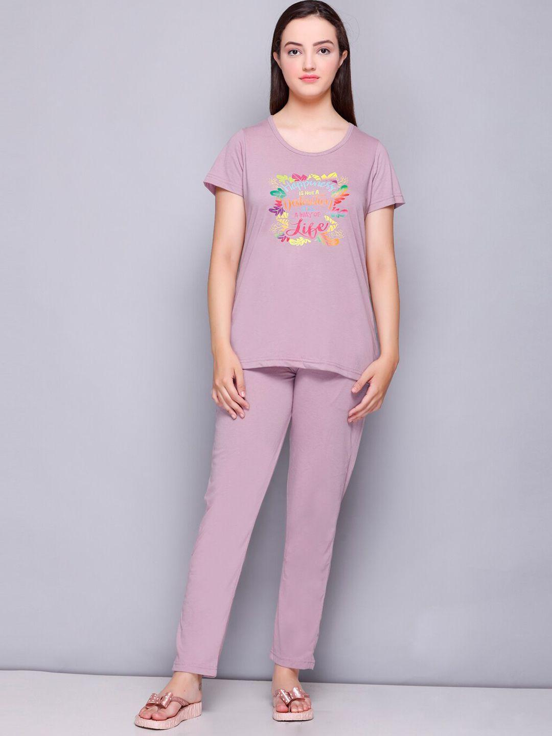 elpida graphic printed pure cotton t-shirt with pyjamas