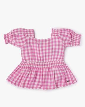 elsa checked peplum top