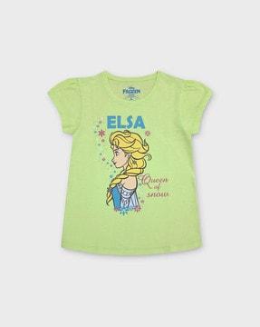 elsa print round- neck t-shirt