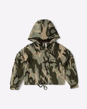 elsia camouflage print hooded top