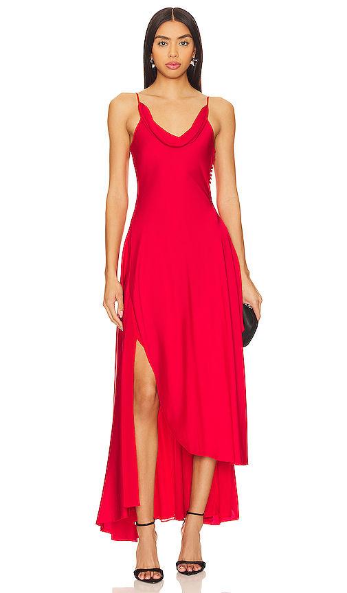 elsie ruffle slit gown