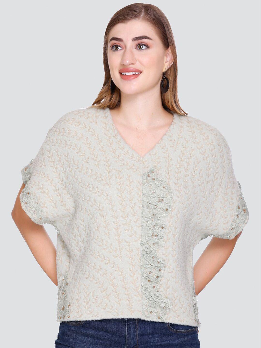 elthia self design extended sleeves woollen top