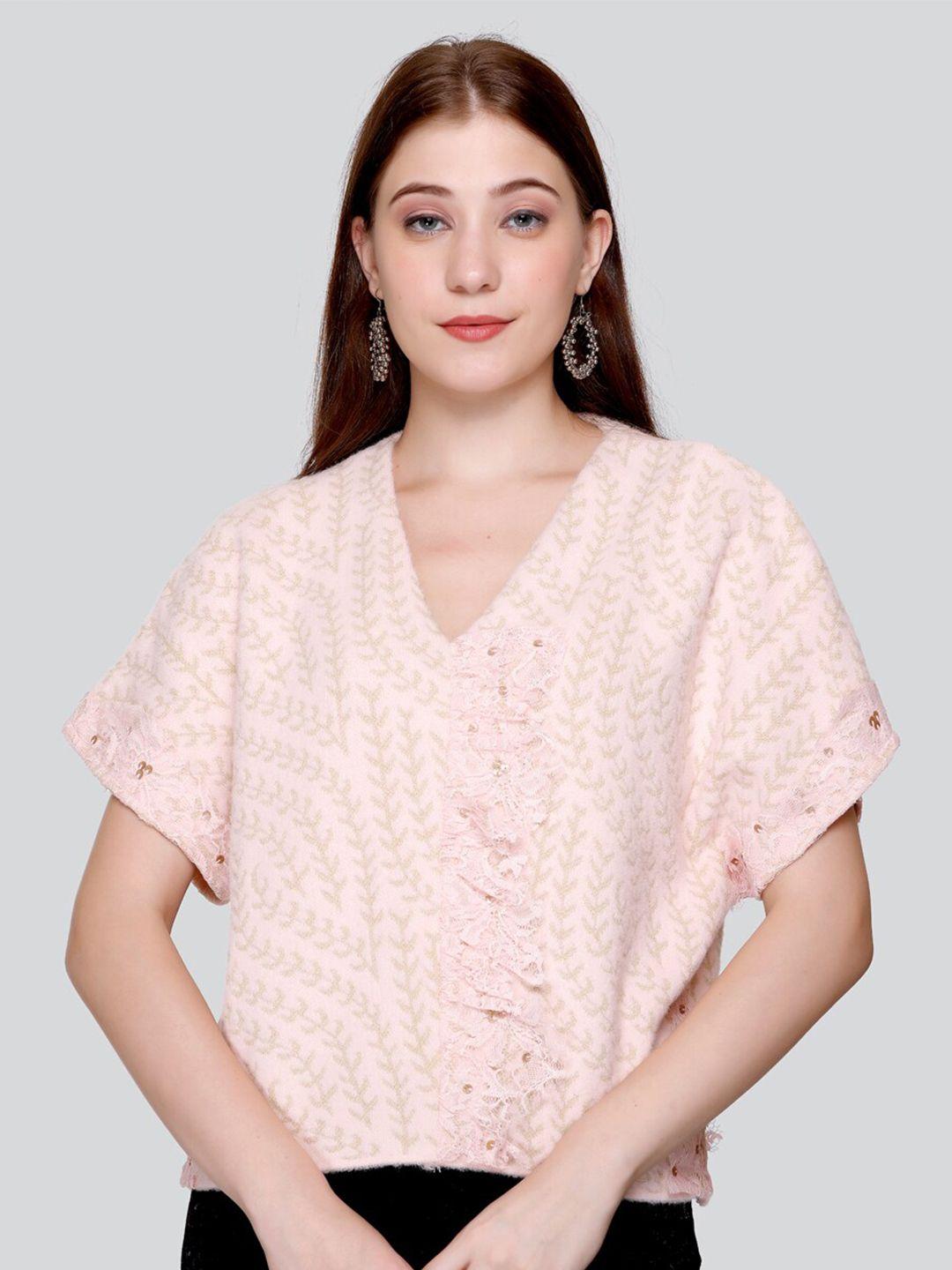 elthia self design kimono sleeves woolen top