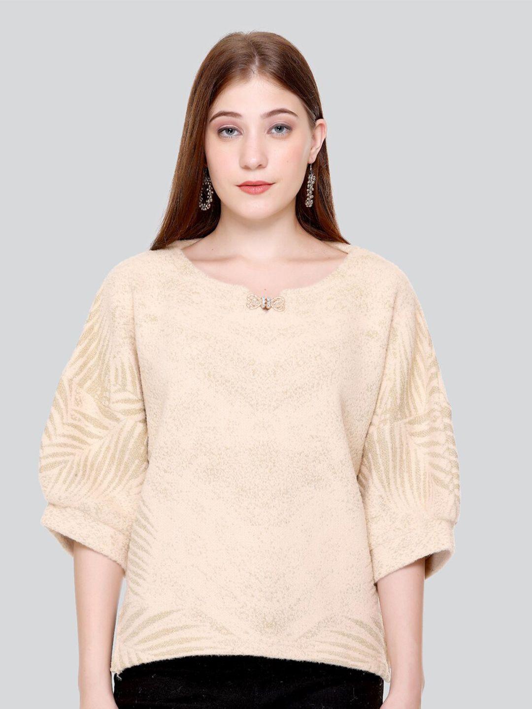 elthia self design woollen velvet top