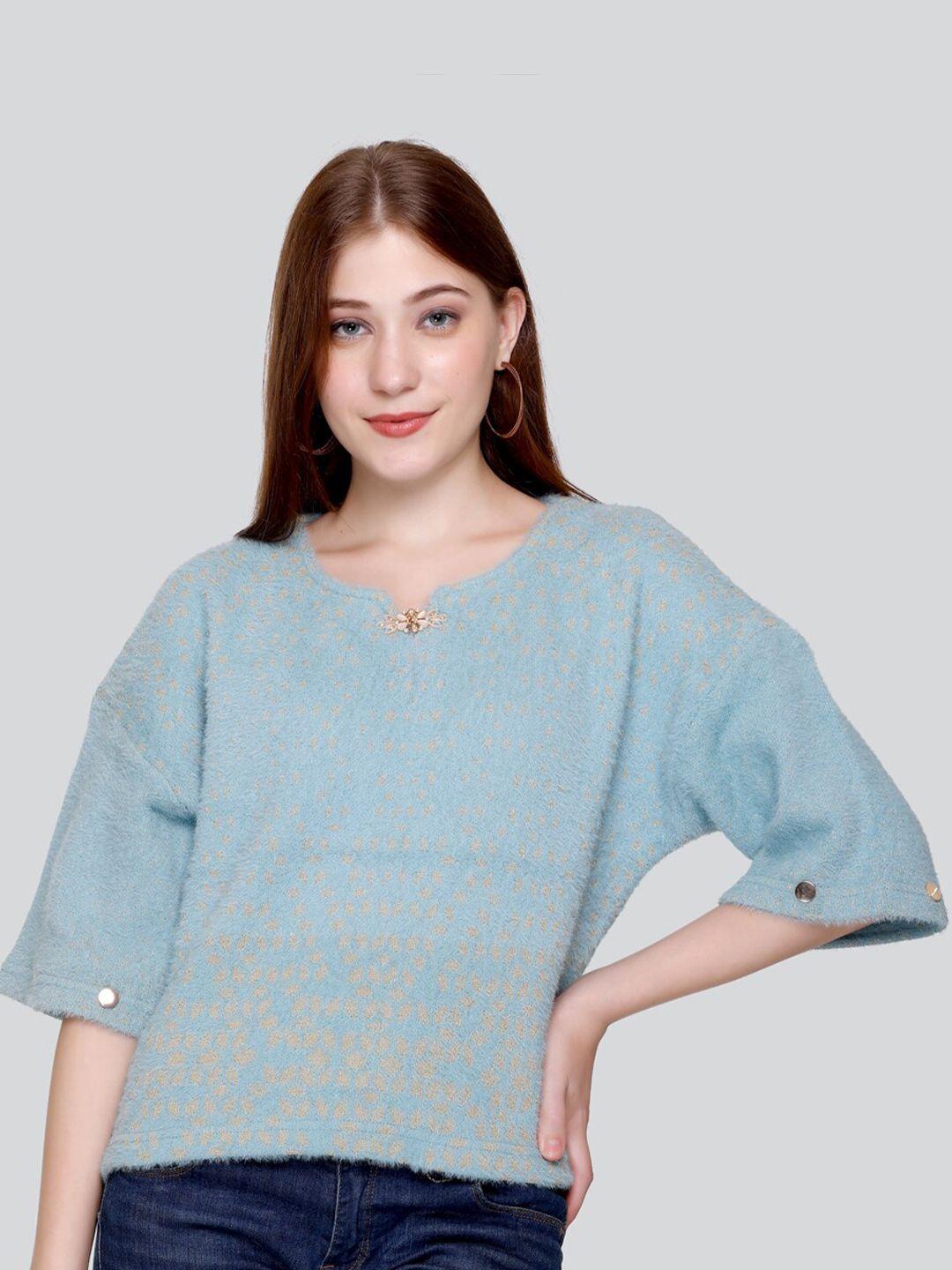 elthia self design woollen velvet top