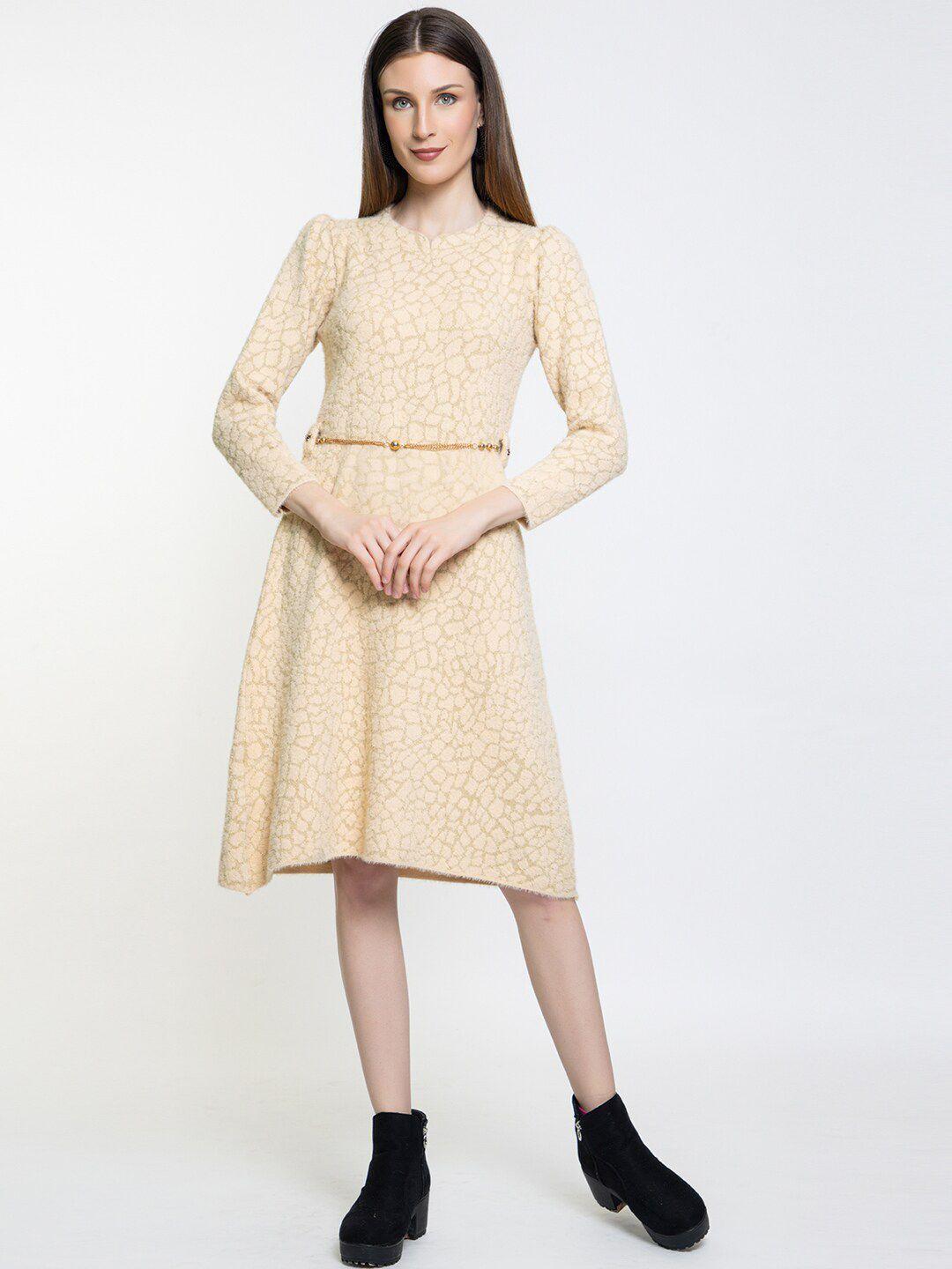 elthia beige woollen dress