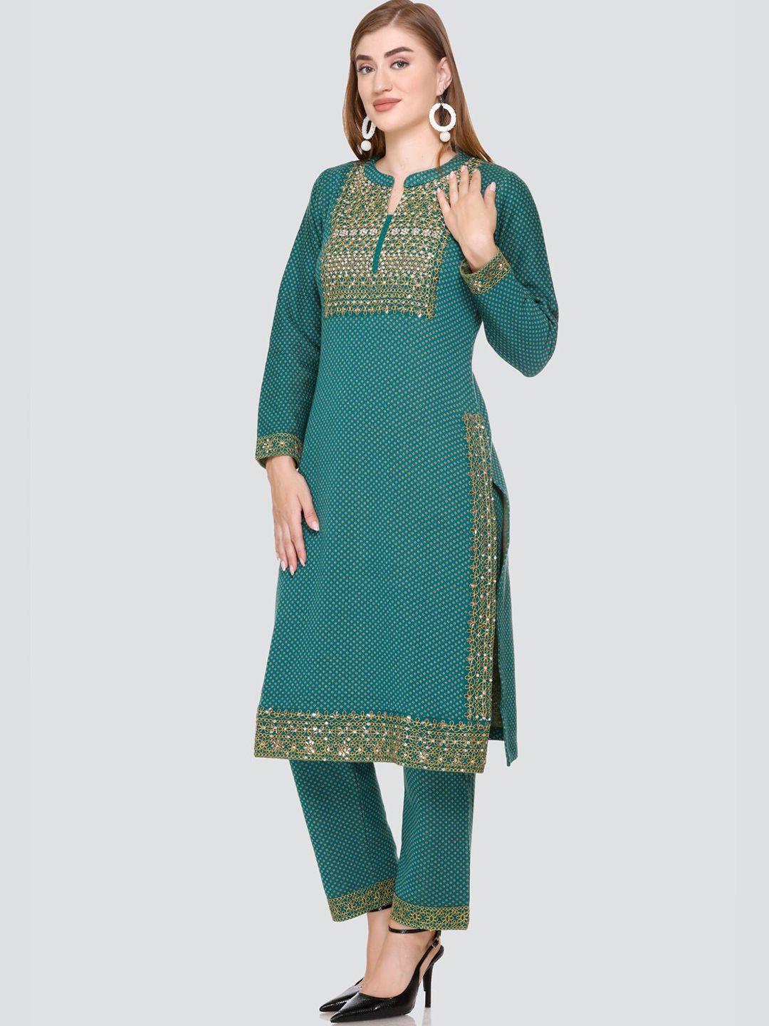 elthia ethnic motifs yoke design kurta & trousers with dupatta