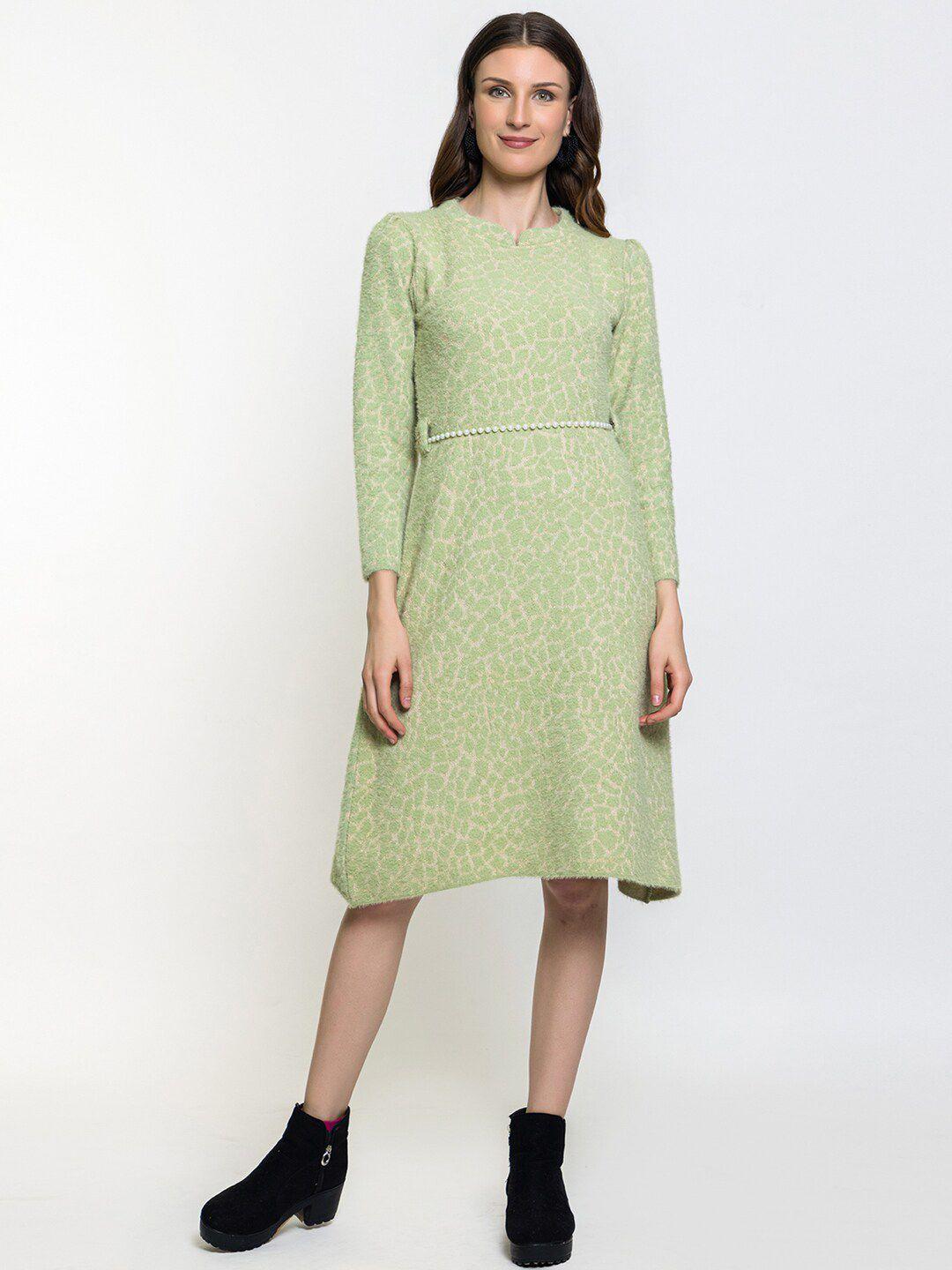 elthia green woollen dress