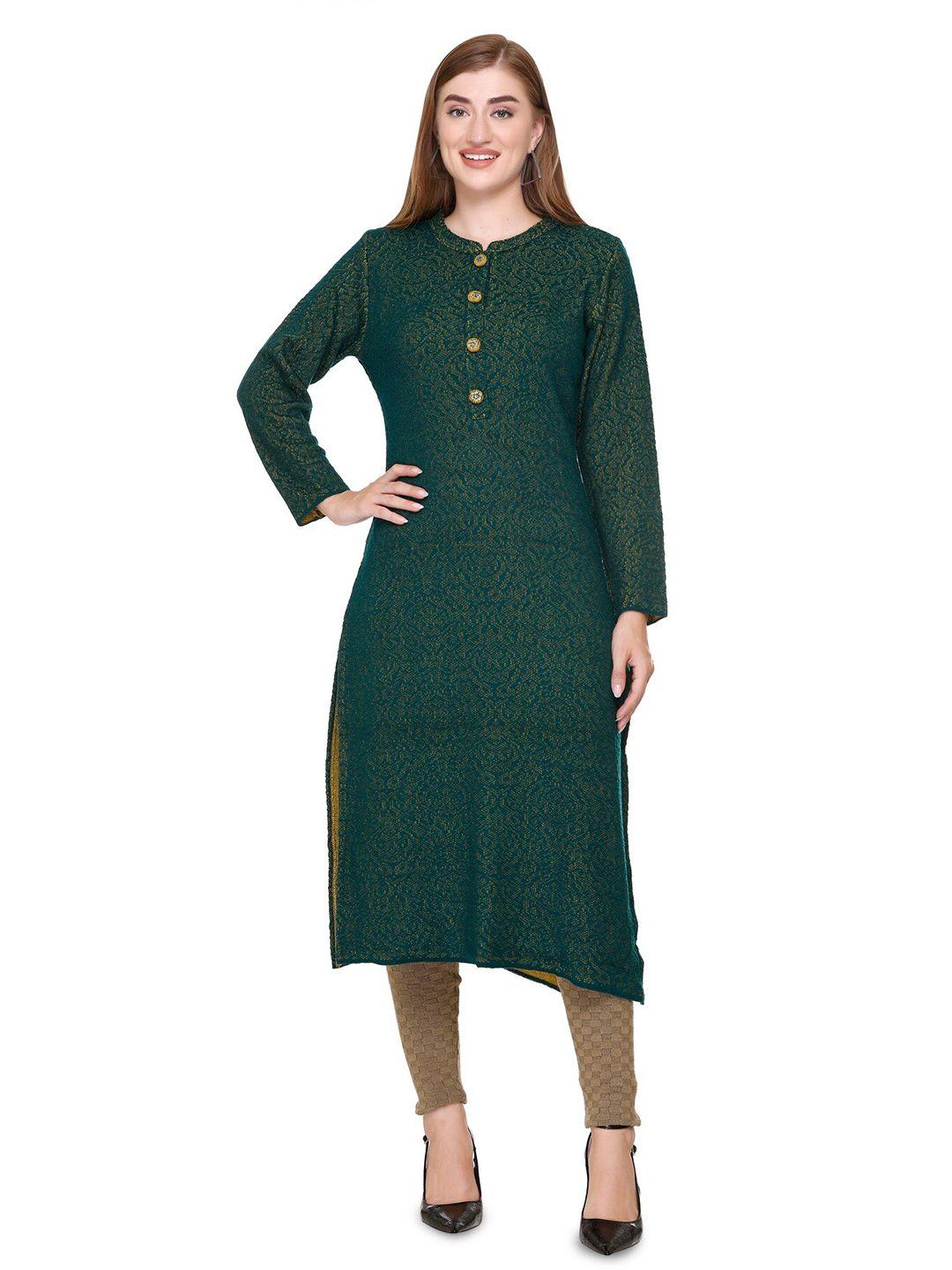 elthia mandarin collar knitted regular straight kurta