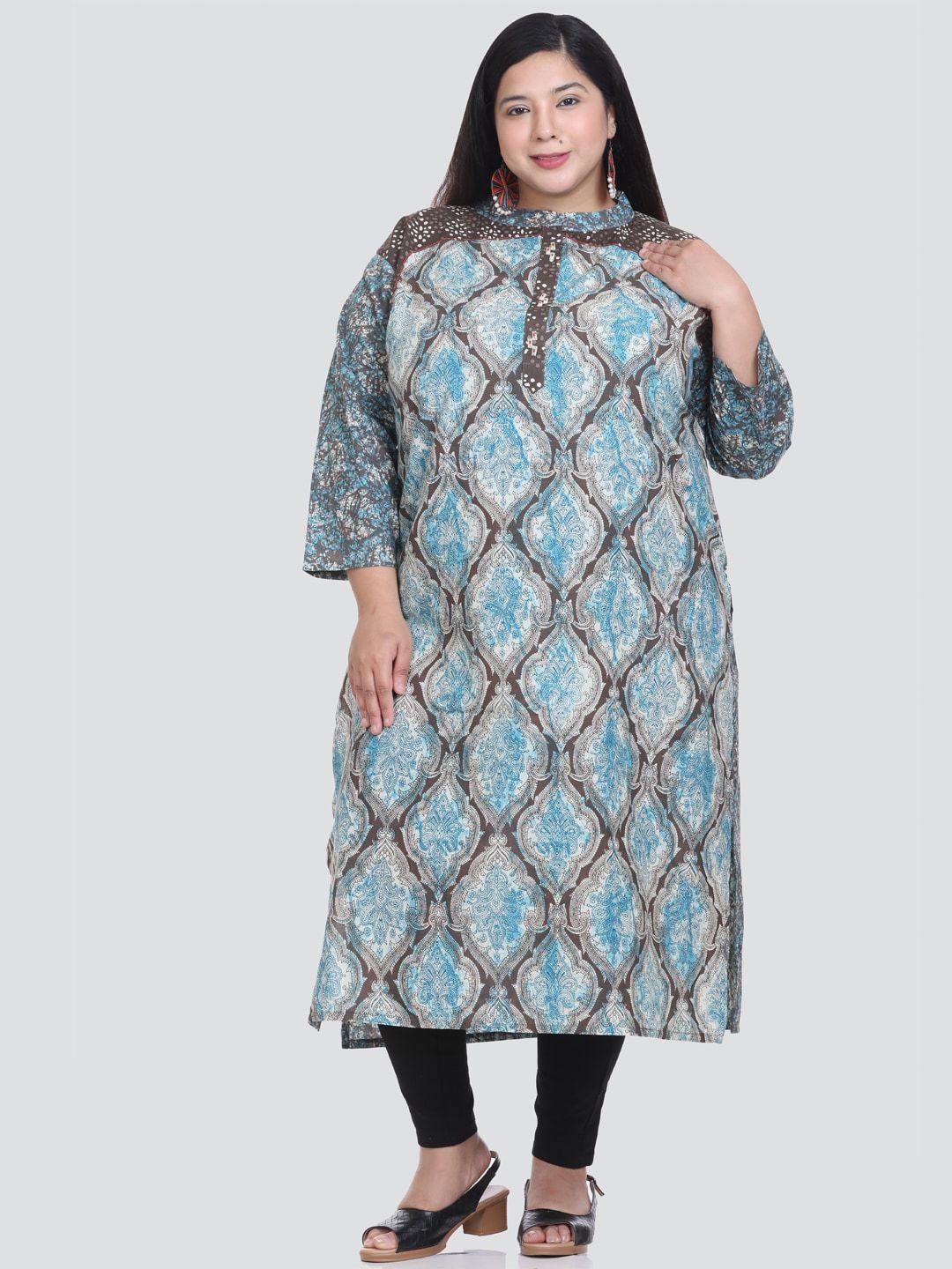 elthia plus size ethnic motifs printed cotton kurta