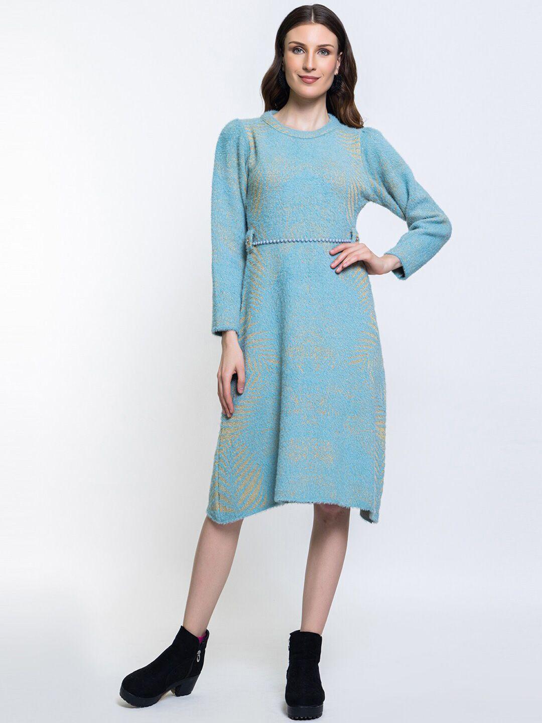 elthia teal woollen dress