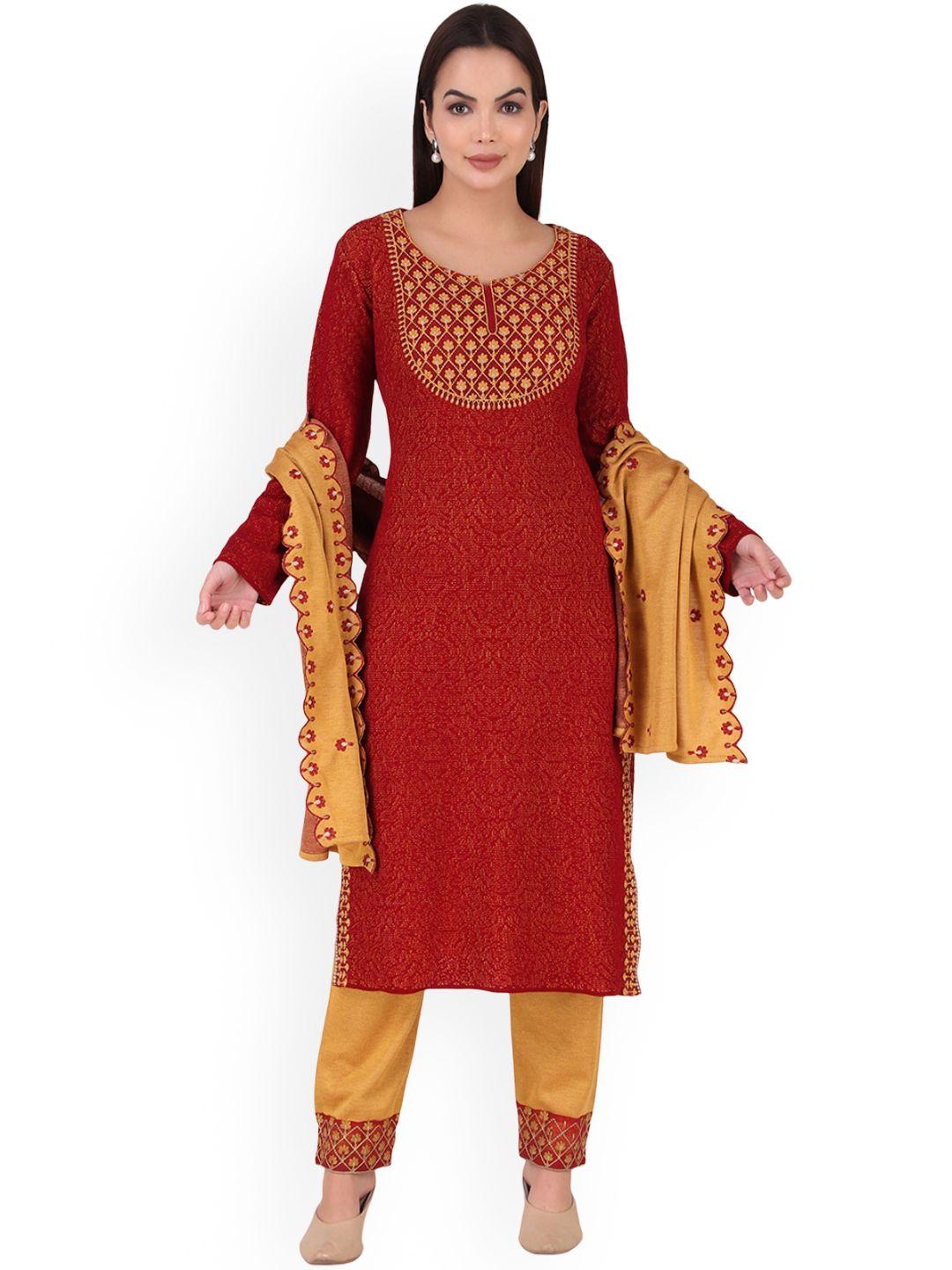 elthia women maroon regular kurta with pyjamas & with dupatta