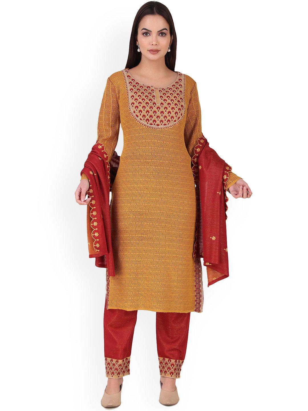 elthia women mustard yellow regular kurta with pyjamas & with dupatta