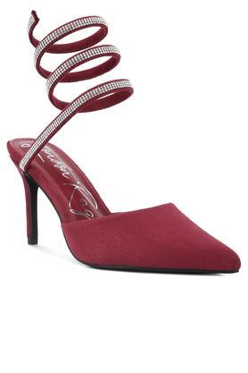 elvira rihnestone embellished sandals - burgundy